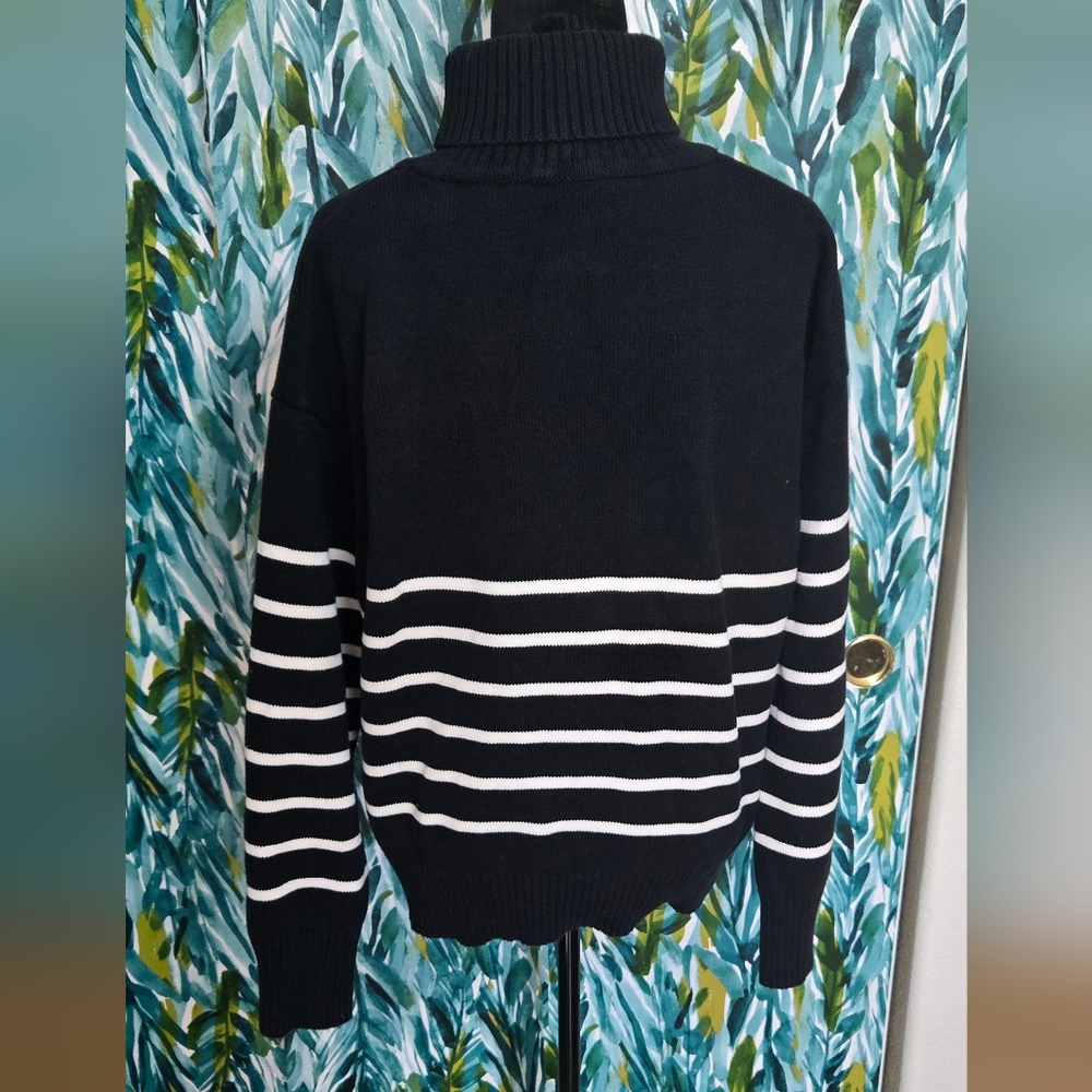 Ami De Coeur Striped Oversize Funnel Neck Sweater - Picture 5 of 9